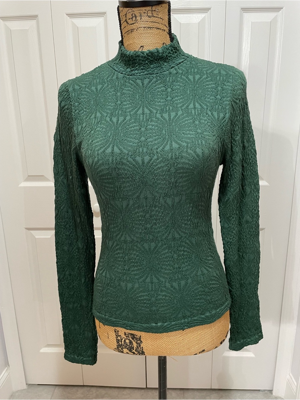 And Now This Textured Forest Green Mock Neck Long-Sleeve Top